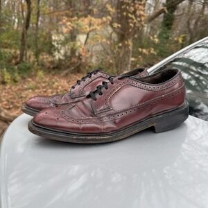 HANOVER Master Flex wingtip shoes in burgundy leather MADE IN U.S.A Men's 8D Vtg